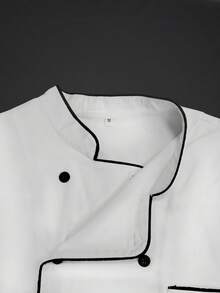 Men's White Simple & Formal Chef Jacket, Hidden Button Design, Essential For Professional Chefs - White - View 5