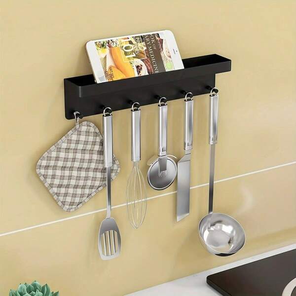 1 pieza Organizador de correo decorativo montado en la pared con bandeja portallaves y gancho de plástico duradero para llaves para el pasillo, la entrada y la cocina - Decoración de granja moderna, solución de organización multiusos para cartas, facturas, carteras, llaves y pequeños accesorios; ahorro de espacio, fácil instalación, construcción resistente en acabado neutro, perfecto para salas de estar, pasillos, oficina en casa y retoques de limpieza de primavera