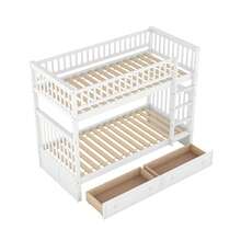 Practical Children's Bed With Two Drawers And High Guard Rail For More Order