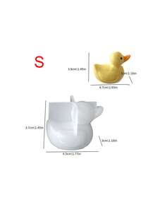 DIY Cute Duck Shaped Aromatherapy Candle Plaster Soap Mold Handmade Resin Ornament Home Decoration Duck Candle Cup Candle Container Item Storage Box Silicone Mold Gypsum Clay Succulent Plant Pot Casting Mold - White - View 11