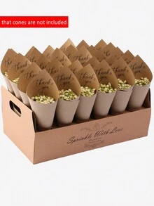 1PC Cones Holder, White & Kraft Confetti Cone Stand Trays 30 Holes, Flower Petal Cone Holder Support For Wedding Party Gifts Birthday Graduation Birthday Decorations Party Decorations Bachelorette Summer Beach Back To School School Supplies Room Decor - Khaki - View 5