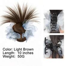 时尚女士蓝花鸡毛发髻，耐热合成发，适合日常发型 - 彩色 - 查看 16