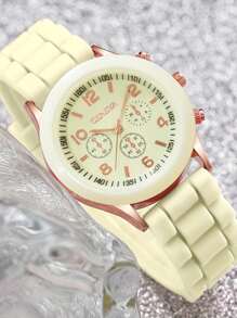 1 件时尚休闲女士硅胶石英腕表，舒适硅胶表带，适合日常休闲佩戴，是理想的礼物之选 - 彩色 - 查看 18