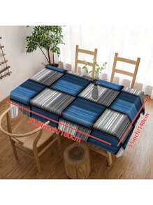 1 pièce Nappe à motif carré en bleu, blanc, gris - Convient pour la décoration de la maison - Peut être utilisée pour la cuisine, la salle à manger, les fêtes et les cadeaux