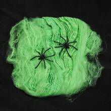 1pc Halloween Decorations, Colorful Spider Cotton, Spider Web, Spider Silk, Outdoor Haunted House, Secret Room, Bar Atmosphere Decoration Props