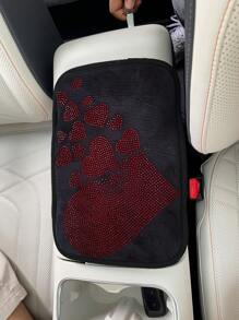 Cute Rhinestone Heart Shaped Car Armrest Pad, Creative Car Central Console Armrest Cushion Mat, Anti-Slip - Multicolor - View 4