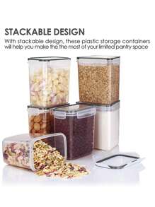 48pcs Airtight Food Storage Containers With LIDS - Perfect For Kitchen Pantry Organization And Storage Of Grains, Rice, Pasta, Tea, Nuts And Coffee Beans - Dishwasher, Including Labels And Markers,Stocking Stuffers For Women,Vanity,Local Warehouse - Black and White - View 4