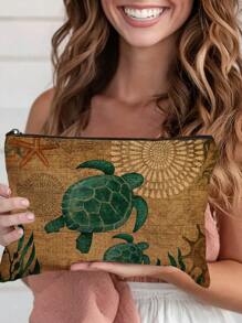 1pc Vintage Sea Turtle Print Cosmetic Bag, Modern Style Polyester Lightweight Travel Organizer Bag,Room Decor, Bags,Makeup Bag,Vanity,Travel,Make Up Bag,Travel Essentials,Organizer,Storage,Travel Essential,Makeup Organizer,Makeup Bags,Make Up Organizer,Organiser,Toiletry Bag,Desk Organiser,Cosmetic Bag,Makeup Pouch,Make Up Organize,Vanity Accessories,Make Up Pouch,Make Up Bags,Makeup Bag,Make Up Bag,Makeup Bags,Cosmetic Bag,Makeup Organiser,Travel,Makeup Pouch,Bag,Vanity,Make Up Pouch,Travel Essentials,Pouch Bag,Make Up Bags,Bags,Travel Essential,Vanity Accessories,Small Makeup Bag,Makeup Pouch,Cosmetic Bag,Travel Essential,Large Capacity,Large Makeup Bag,Christmas Gifts,Pouch,Travel,Gifts For Women Travel Essential,Pouch,Clutch / Small Handbag, Makeup Organizer,Makeup Organize,Pouch,Brush Holder,Mini Pouch,Large Capacity Pouch,Gifts For Women,Christmas Gifts,Gift Ideas For Women - Multicolor - View 2