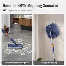 2025 Popular Styles Mop And Bucket Set With 2 Microfiber Mop Pads Spin Mop With Dirty Clean Water Separation System DeepCleaning Mops For Floors Versatile Mops For WallsFamily Choice