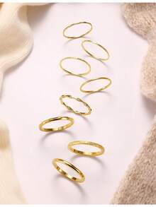 Milacolato 8Pcs 1MM 2MM Stainless Steel Rings For Women Men Minimalist Fashion Dainty Plain Thin Knuckle Stacking Midi Thumb Rings Stackable Statement Band Rings Set Silver Gold Tone Size 4-12 - 彩色 - 查看 11