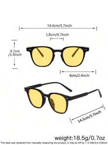 2副男士时尚眼镜，亚克力材质，休闲小矩形海洋风，黑色时尚眼镜，适合度假、外出和搭配服装。 - 彩色 - 查看 4