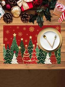 1/2/4/600Pcs Christmas Eucalyptus Theme Placemats, Polyester Placemats, Christmas Eucalyptus Theme Design Style Placemats, Suitable For Christmas Tabletop Decoration, Christmas Party Gathering Home Decor. 30x45cm. - Multicolor - View 8