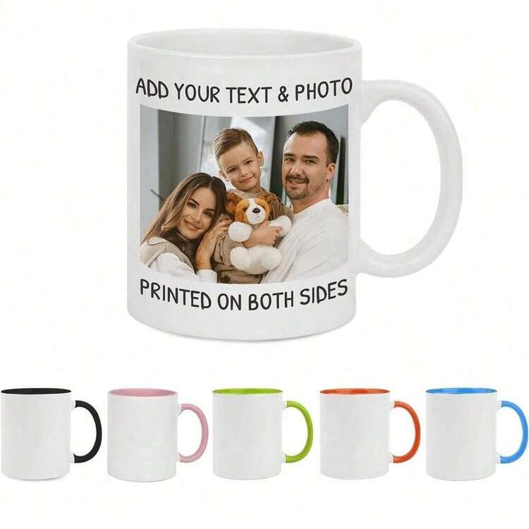 1 Pc 11 Oz Custom Image Mug, Custom Design Mug, Custom Text Mug, Personalized Photo Mug, Personalized Coffee Mug, Custom Family Mug, Make Your Own Mug, Custom Coffee Mug, Mother's Day Gift, Ideal Gifts For Him Her, Boyfriend, Girlfriend, Dad, Mom, Family, Friends For Anniversaries, For Valentine's Day, For Mother's Day, For Birthdays, For Children's Day, For Father's Day, For Graduation, For Weddings, For Housewarming Dining Room, Living Room, Bedroom, Office, Tea Room, Home, School - màu đen - Xem 4