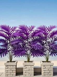 2 件大型 18/12 叶人造绿植，图案生动 - 黑色花盆中的紫色叶子，非常适合家庭、花园和活动装饰 - 非常适合母亲节、父亲节、婚礼、乔迁礼物、活动装饰 | 装饰性室内植物 | 免维护户外植物