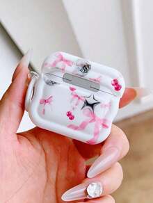 Summer Wavy Edged 3D Flower Design Protective Cover Case For Airpods. Summer Dopamine - 粉色 - 查看 7