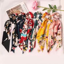 1 件时尚弹力仿丝发圈，配长丝带，简约蝴蝶结发饰，适合日常佩戴，马尾辫夹，发圈，发圈，发绳