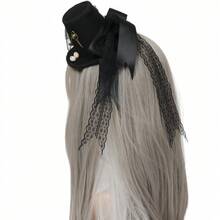 Steampunk Mini Top Hat, Mechanical Gear Punk Black Hair Clip Hat, Black Small Hat With Compass Decor, Best Gift For Halloween, Vintage Veil Fascinator Hat For Masquerade Ball, Costume Party, Photography Props