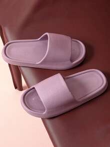 Minimalist Leather INS Style Lightweight, Comfortable And Soft EVA Slippers For Home, Bathroom, Outdoor And As Guest Slippers. Soft, Lightweight And Slip-On Design, Suitable For Outdoor Shopping And Beach Wear. Unisex Classic Solid Color Slippers (Recommend Sizing Up For Wide Feet Users) - View 3