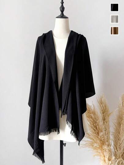 1pc Autumn And Winter New Pure Color Short Beard Simple Scarf, Women's Muslim Multi-Functional Headscarf, Scarf For Daily Outing, Warm Shawl, And Wedding And Gift Choice