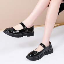 Mary Jane For Women Gothic Oxford Shoes - Flat Shoes, Ankle Tied, Round Toe For Casual Dresses, Work, And Campus - 鏡面黑色 - 查看 7