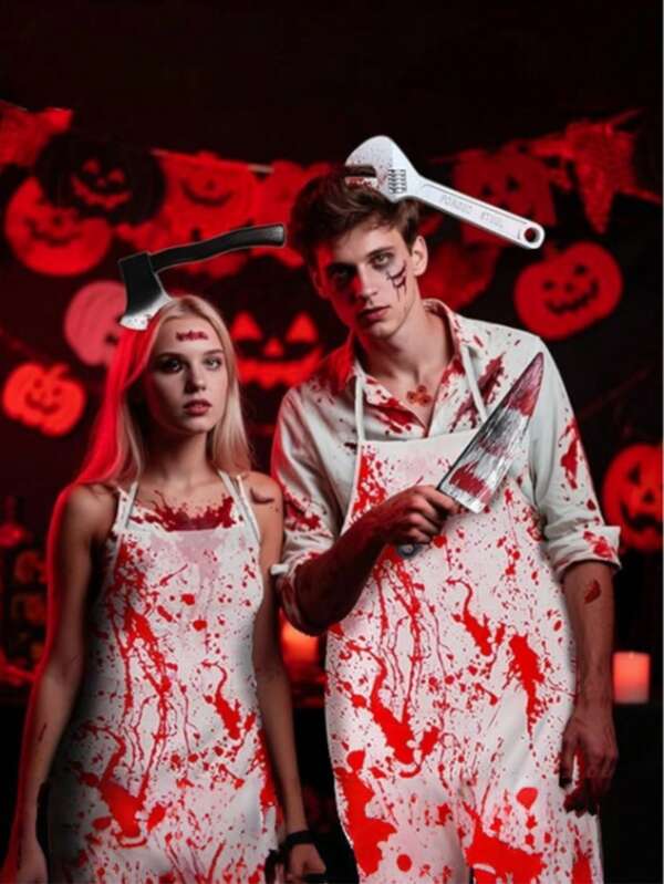 Christmas Decorations Knife Headband False Knife Hairband Horror Props Cosplay For Women Men Bloody Headband With Knife Cosplay Accessories Headdress Birthday Parties Wacky Victim Cosplay Photo Scary Costume Accessories Bloody Headband Funny Headwear Through Head Toys For Christmas Decorations