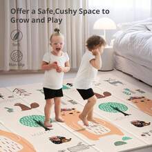 79x71 Foldable Baby Play Mat For Floor, Extra Large Tummy Time And Crawling Playmat, Thick Foam Play Mat For Baby, Reversible Portable Babies Floor Mats For Infant, Toddler - 北美栗鼠 - 查看 5