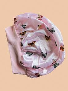 1 件装时尚优雅蝴蝶印花头套发帽睡眠帽 - 黑色 - 查看 9