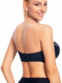 Women's Push Up Strapless Bra With Clear Straps For Big Bust, Never On Party Band Size(34-48) Cup B/C/D/DD/DDD/Ghalloween - Beige Pink - 查看 8