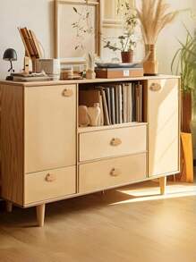 4/6/8个波西米亚风格梳妆台旋钮，天然榉木抽屉拉手，云朵形木质梳妆台把手，配有两种不同尺寸的螺丝，适用于橱柜、家具、抽屉（木工工艺可能略有差异，表面可能略显粗糙） - 米色 - 查看 6