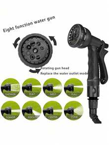 5pcs Expandable Garden Hose With 8-Pattern Spray Nozzle, Metal Connectors, Home Cleaning Car Washing Irrigation Supplies - Dark Green - View 9