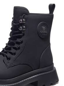 CAMEL CROWN 女士休闲鞋，秋冬时尚靴，防滑防水女靴，工作靴，高帮休闲鞋。 - 黑色 - 查看 2