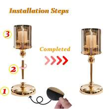 1pc European Style Metal Glass Candlestick Ornament Light Luxury Wedding Party Table Decoration Props, Home Romantic Candlelight Dinner, Table Decoration, Romantic Candlestick, Atmosphere Decor, Table Living Room Table Decor, Birthday Candles - 1pc - View 4