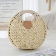 Straw Bag For Women, Straw Bag, Handbag, Elegant White Woven Beach Bag - Perfect For Vacation, Beach Trips, Travel, Leisure Trips, White, One Size - 米色 - 查看 1