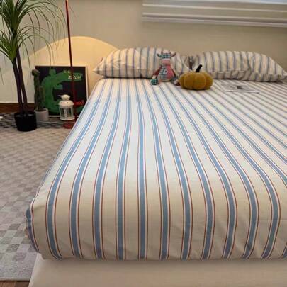 1pc 100% Cotton Bedroom Home Bedsheet, Multi-Size, All Season Use (Pillow Case Not Included)