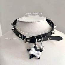 Leather Choker Collar Necklace For Women, Cute Bone Gothic Punk Rock Choker Collar (Black) Adjustable PU Leather-Romance - 黑色 - 查看 7