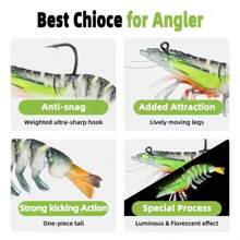 Luminous Shrimp Bait Soft Shrimp Bait Saltwater Fishing Bait Shrimp Bait Set With Sharp Hook Fish Bait Suitable For Freshwater Seawater Trout Bass Salmon Trout Bass Salmon - Multicolor - View 7