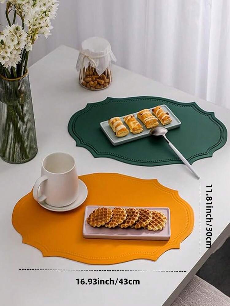 Leather Washable Placemat, Thickened Imitation Leather Heat Resistant Oval Table Mat, Waterproof Non-Slip Easy To Clean Placemat, Suitable For Kitchen Coffee Restaurant Table Decoration - Multicolor - View 5