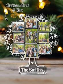 1pc Custom Photo Family Tree Of Life - Personalized Acrylic Photo Plaque,Tree Design, Big Tree Modeling,New Year Gifts, Gifts For Family, Friends, Teachers,Christmas Gifts,Personalized Gift,Multi-Functional,Reusable,Ornamental,Exquisite,Stylish,Adorable,Colorful,Cute,Funny,Custom,Personalized,Customized,Unique,Ideal Gifts For Her,Ideal Gifts For Him,For Anniversaries,For Birthdays - Transparent - View 2