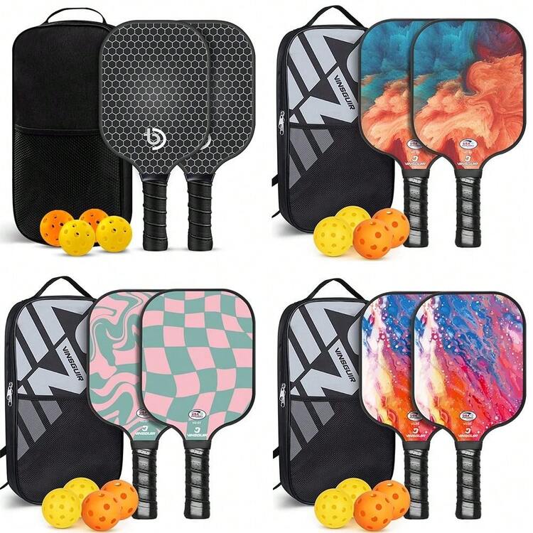 Juego completo de palas de pádel de pickleball con superficie de fibra de vidrio, incluye bolsa, raquetas aprobadas por USAPA para hombres y mujeres - Multicolor - Añade 7