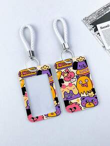 1 pieza Soporte vertical de cuero para tarjetas con correa para el hombro, con portador de tarjetas creativo incorporado, diseño de dibujos animados de amor, para tarjeta de campus, almuerzo, autobús, metro, identificación laboral - titular de la tarjeta de autobús - Ver 9