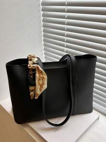 全新奢华图案百搭女士单肩托特包 - 黑色 - 查看 7