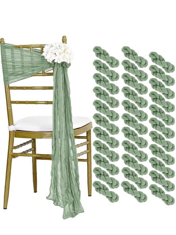 Écharpes de chaise en mousseline de coton, nœuds décoratifs de chaise rustique, housse de chaise conçue pour allée de mariage, banquet, fête, décoration de maison et cuisine (1/3/6/10 pièces)