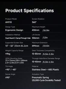 Lenovo Display Screen Stand, Adjustable Support Arm, Height And Angle Adjustable, Computer Stand Mechanical Arm, Display Heightening Frame, Screen Stand Compatible With 13-32 Inches.