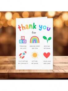 1pc Charming Teacher Thank You Card, Teacher Appreciation Gift: Unique Educator Thank You Card, ...Ladies And Gentlemen - Birthday, Small Business And Special Occasions, Gifts, Graduation, Teacher Appreciation Gifts, Thank You Cards - Multicolor - View 3