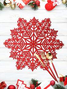 1/4pcs Christmas Snowflake Placemats, Pvc Placemats For Christmas Restaurant Table Decoration. - Multicolor - View 3