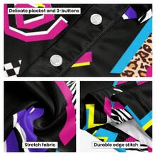 Mens Golf Polo Shirt,  Vintage 80s Style  Dry Fit Performance Short Sleeve Hawaiian Print Shirts Funny Golf Shirts For Men Casual Breathable Polo Shirt - 黑色 - 查看 6