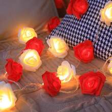 Mẫu mới, Đèn LED, Dây đèn lồng hoa hồng thật, Đèn nhỏ nhiều màu, Ngày lễ tình nhân, Đám cưới, Lời cầu hôn lãng mạn, Đèn trang trí tỏ tình - Dây đèn hoa hồng - Xem 4