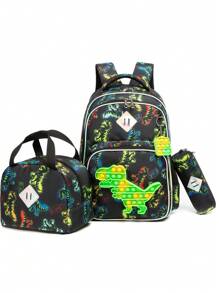 3件套足球迷必备套装大容量足球、恐龙、美人鱼尾巴、猫咪、独角兽、心形图案背包防水保温午餐袋3）便携式多功能铅笔盒。采用耐用涤纶制成，侧袋，多层内部设计，容量大，适合放置水瓶或雨伞。