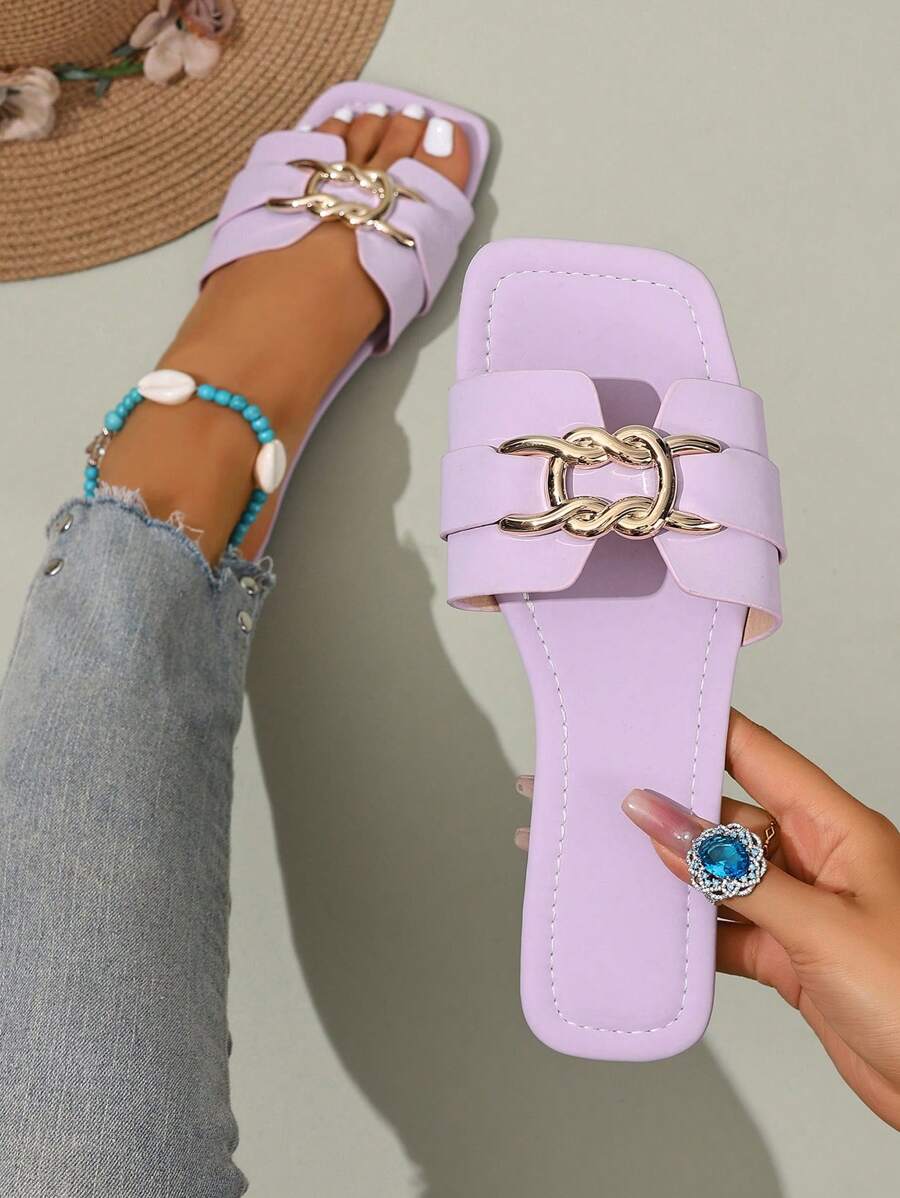 女士时尚休闲系带凉鞋，夏季舒适平跟露趾沙滩拖鞋