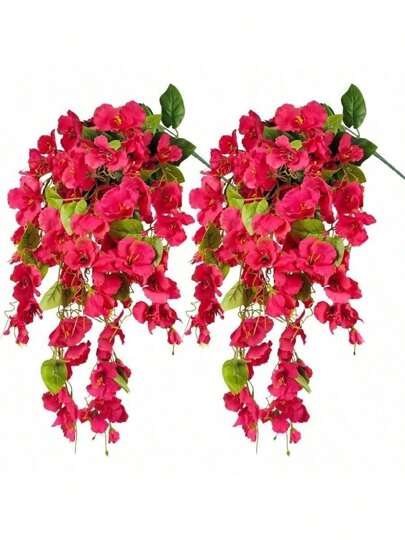 1Pc/2pcs Artificial Hanging Flowers Fake Hanging Plants Faux Silk Hibiscus Long Vines UV Resistant Realistic Flowers For Basket Home Porch Outside Garden Yard Patio
